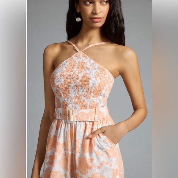 Anthropologie Lusana Arlen Smocked Halter Jumpsuit - Picture 5 of 11